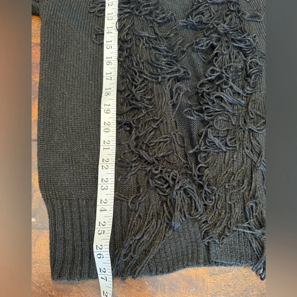 NWT Mac & Jac Open Front Short Sleeve Cardigan Loop Fringe Front Black Sz M - Picture 7 of 8